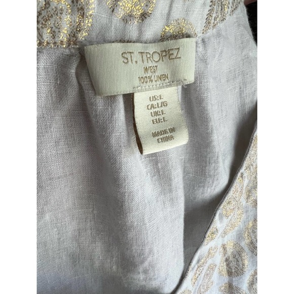 St. Tropez West 100% Linen Womens Sleeveless Paisley print Top Size Large - Picture 4 of 12